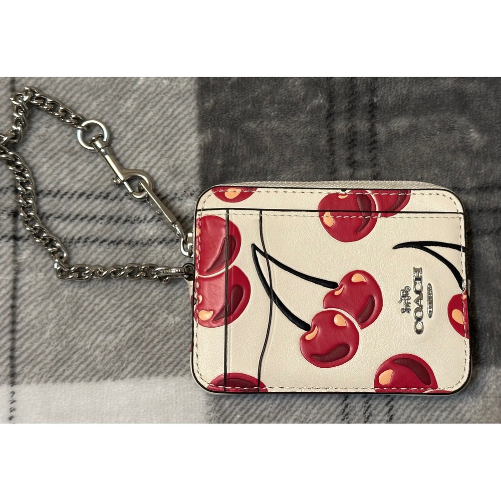 Coach Cherry Print Zip Card Case